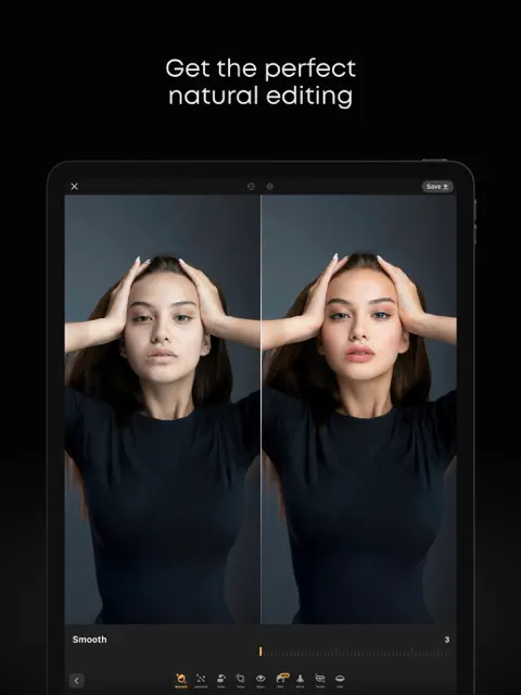 Prequel before and after natural photo editing comparison screen